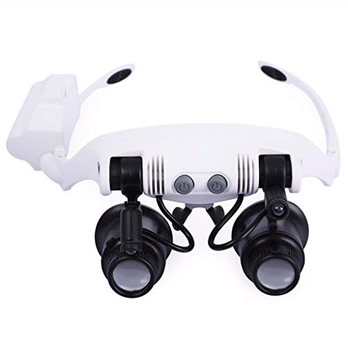 Loupe de lecture LED avec zoom 10X 15X 20X 25X et bandeau frontal mains libres