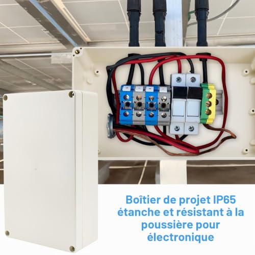 ADERTOS 2PCS Boîte de Dérivation Etanche IP65 Boîtes de Jonction Blanc Boîte de Projet Electronique Boîtier de Projet ABS Boîte de Jonction à l'Extérieur pour Bricolage Électronique (200*120*55MM) – vue 7