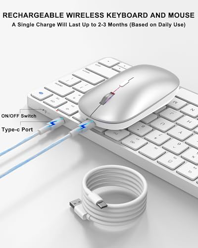 Image of Bluetooth Keyboard and Mouse for Mac, Rechargeable, Mini Size, Ultra Slim, Quiet Typing, 4 Level DPI, Wireless Keyboard and Mouse Compatible with Mac, iPad, iPhone, MacBook Air /Pro