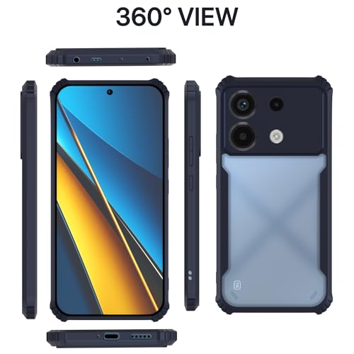 Image of Pikkme Poco X6 5G Back Cover | Crystal Clear Transparent Back | Ultra Hyrbid | Full Camera Protection | Raised Edge | Bumper Back Case (Blue)