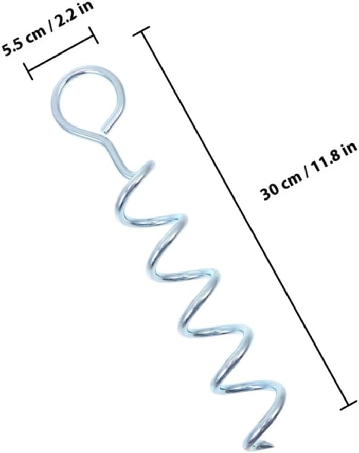 HEMOTON Heavy Duty Iron Tent Stakes 4pcs Set, Camping and Canopy Ground Anchors, Portable Screw-in Lawn and Beach Tent Pegs for Outdoor Recreation and Pet Securing