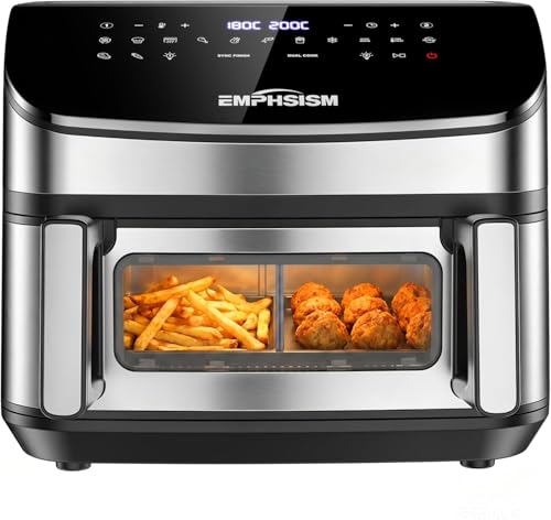 Air Fryer 12L 2 Compartiments - 2600W Friteuse à Air, XXL Friteuse Sans Huile avec Double Résistance en Haut et en Bas, 13-en-1 Airfryer avec Fenêtre...