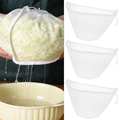 3 sacchetti per latte di noci, a forma di ciotola, in nylon, a rete ultra fine, riutilizzabili, per filtrare noci, latte, succhi di verdura, caffè