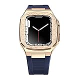 INFRI 44mm Modifica Kit per Apple Watch Band 45mm Mod Kit Linee Lusso Metallo Acciaio Csae Lunetta Cinturino per IWatch Serie 8 7 6 5 SE 4, 45mm For 8/7, agata