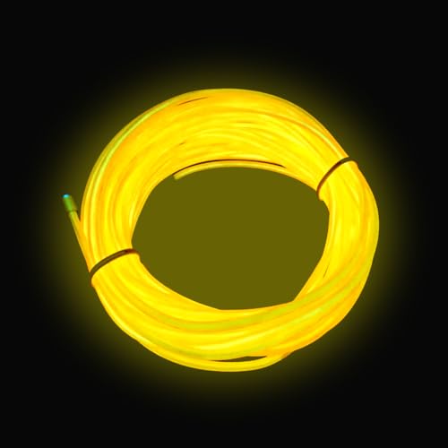 Image of dobestyou Yellow EL Wire - 3m Glow-in-The-Dark Electroluminescent Wire with Controller, Waterproof Flexible Light Strip for Halloween Costumes, Cosplay, Rave Parties & DIY Nighttime Decorations