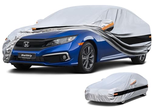 Image of 10 Layer Sedan Car Cover Waterproof All Weather for Automobiles,100% Waterproof Outdoor Car Covers Rain Snow UV Dust Protection, Custom Fit for Honda Civic, Toyota Corolla, VW Jetta,etc