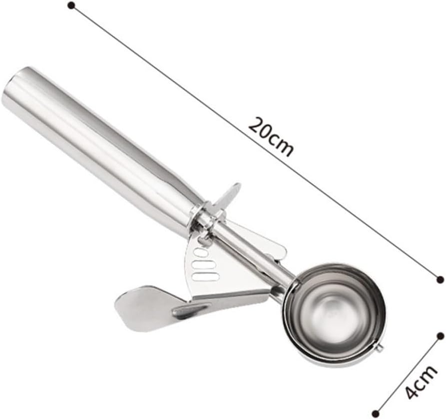 PRETYZOOM 3pcs Stainless Steel Ice Cream Scoops with Mechanism Includes Large Medium Small Melon Baller and Cookie Spoon for Cupcake Meatball Muffin Baking Dishwasher Safe