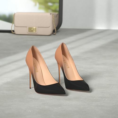 COLETER Women's 4 Inch Pumps Pointy Toe Wedding Dress Shoes Slip on Stiletto Pumps