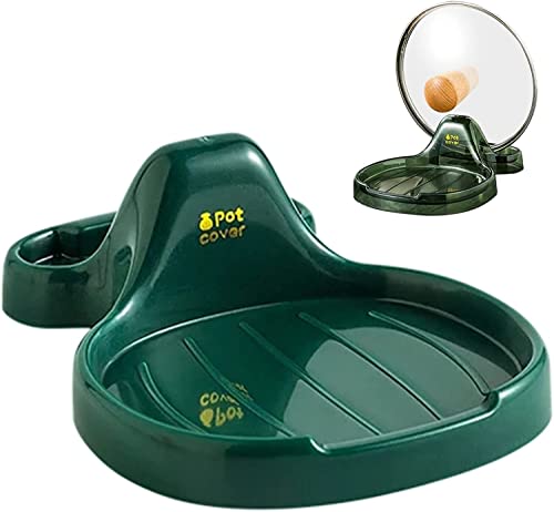 Multifunction Kitchen Spatula Rack - Spoon Rest w/Lid Holder, Versatile Pot Lid Ladle Holder, Heat-Resistant & Eco-Friendly, Food Grade Plastic Spoon Holder for Multiple Utensils (Dark Green)