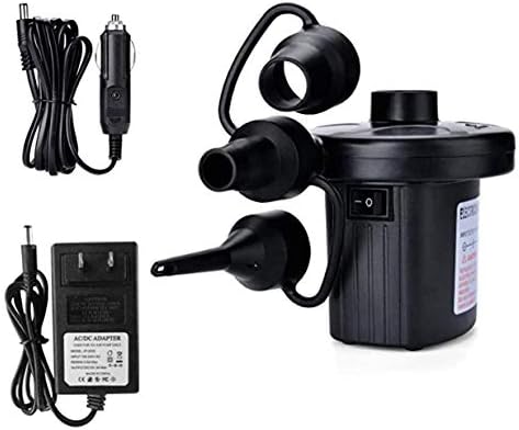 Electric Air Pump, Portable Quick-Fill Air Pump with 3 Nozzles, 110V AC/12V DC, Perfect Inflator/Deflator Pumps for Outdoor Camping, Inflatable Cushions, Air Mattress Beds, Boats, Swimming Ring