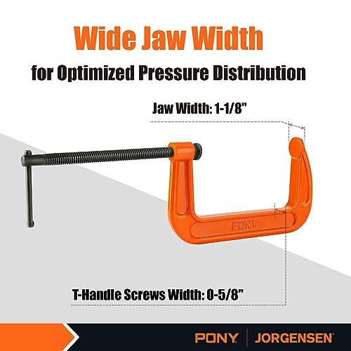Image of PONY 6 inch C-Clamp Set, 2660 C-Clamp, 1000 lbs Load Limit, 2-Pack