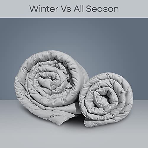 Image of SleepyCat Luxurious Winter Reversible Comforter - Hotel Like Feel with Down Alternative & Dense Microfiber Fill, Double Size 90x100 inches (400 GSM, Rhino Grey and Coconut White)