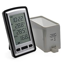 Digital Wireless Rain Gauge Rainfall Data Monitor Meter with RCC Transmission Rain Weather Station Gauge Outdoor Temperature Recorder with Time Calendar Display Model AW012