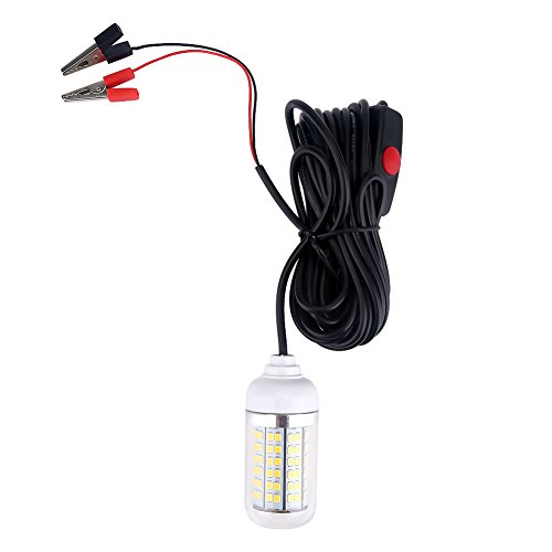 水中集魚灯 L TOPINCN 高輝度 led水中 集魚ライト 集魚灯 60°広角照明 108led IP68防水 AC/DC12V 5M電源コード付き 夜釣り/海釣りなどに適応(Yellow)