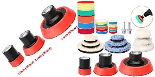 Image of DIY Crafts With 2x Fur 2x Felt Pads, 1 inchinch Kit, 9-16x Polishes Set 1 /2 /3 inch Inch Drill Buffing Buffer Pad Polishing Pad Mix Size Kit, M14 Backing Pad Adapter Po (With 2x Fur 2x Felt Pads, 1 inchinch Kit)