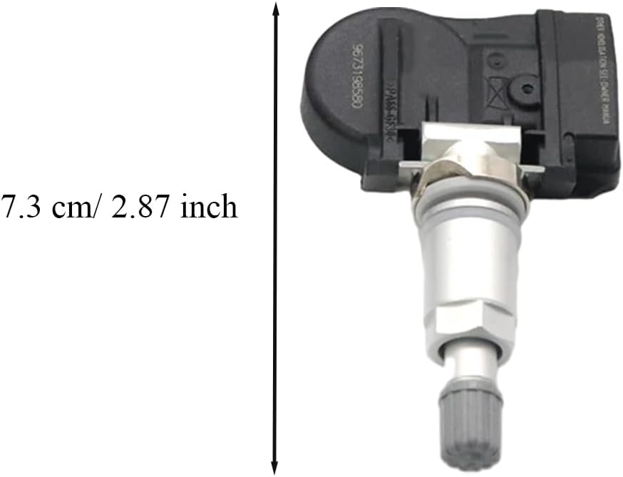 Single Riloer TPMS sensor with a measurement of 7.3 cm / 2.87 inches.