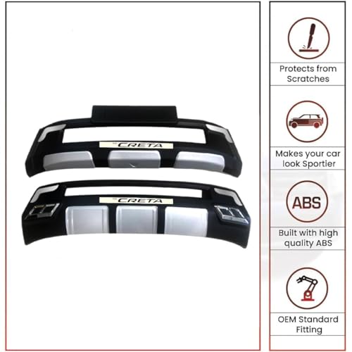 Image of Acrylonitrile Butadiene Styrene (ABS) Front & Rear Bumper Protector Guard for Hyundai Creta 2024