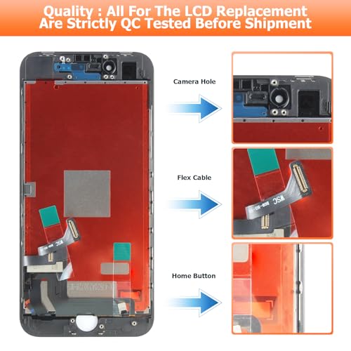 AGCUT Bildschirm für iPhone 8 / SE 2020 LCD Display für iPhone 8 A1863 A1905 A1906 LCD Screen für iPhone SE 2020 A2275 A2296 4,7 Zoll Bildschirm Ersatz Digitizer Assembly + Reparatur, Schwarz Incell