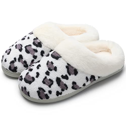 Women's Cozy House Slippers Memory Foam Furry Bedroom Slippers Anti-Slip Sole for Indoor Outdoor Use