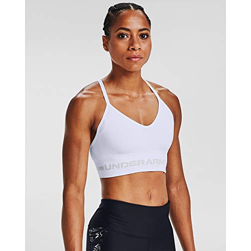 Under Armour Women's Seamless Low Long Bra , White (100)/Halo Gray , Medium