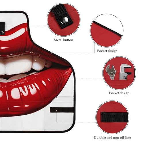 Delantal de trabajo con bolsillos y diseño de labios rojos miniatura 3