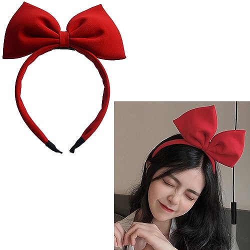 RFTWXHPN Big Red Bowknot Headband for Women Bow Head Bands Halloween Costumes Cosplay Headbands for Women Girls Red Bows Hair Band Christmas Party Hairbands Large Bowknot Headpiece