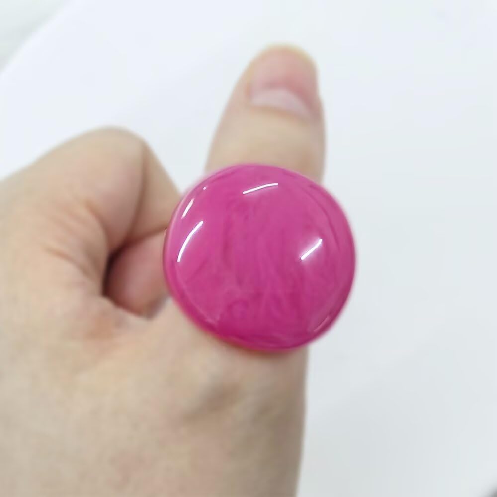 Resin Chunky Ring, Multicolor Acrylic Stackable Rings for Women Vintage Plastic Knuckle Rings Aesthetic Y2k Statement Rings Wide Thick Dome Finger Jewelry - Image 7