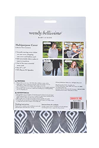 Image of Wendy Bellissimo Multipurpose Shopping Cart and Highchair Cover, Nursing Cover, can be Used as Scarf, Infant Car Seat Cover, Feather Printing