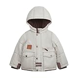 LONDON FOG Boys' Heavyweight Sherpa Lined Hooded Utility Winter Coat, Khaki