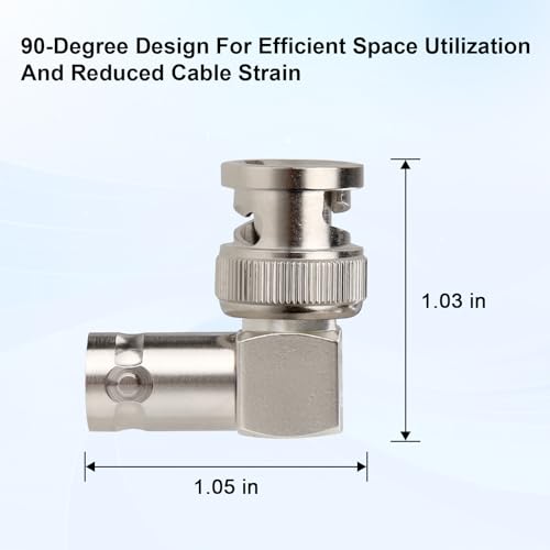 Adaptador BNC ángulo recto macho a hembra 2 unidades miniatura 3