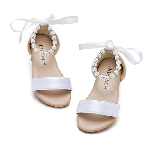 Toddler Girl Sandals - Flower Girl Summer Dress Shoes Open Toe Little Kid Wedding Party