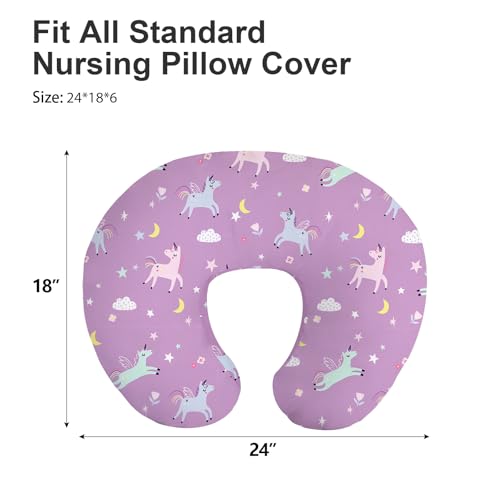 Image of Little Grape Land Nursing Pillow Covers 2 Pack, Soft & Breathable Removable Breastfeeding Pillows Covers for Feeding Pillows, Nursing Pillow Slipcover for Baby Girls Boys, (Unicorn & Bunny)