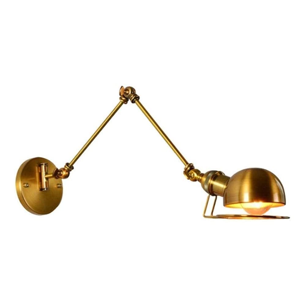 Iluminación de pared de metal interior retro Aplique de pared Aplique de latón antiguo cepillado Lámpara de lectura telescópica ajustable Lámpara de pared de brazo oscilante largo para pasillo Pasillo