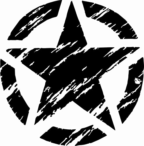 Kit Adesivi - 2 Pezzi Stella Militare Vintage Fiancata Posteriore - 20X20 Cm - Fuoristrada 4X4 Fiancate Cofano Jeep Renegade Suzuki Offroad Adesivi Stickers Fiancate AUT Decal (Nero)