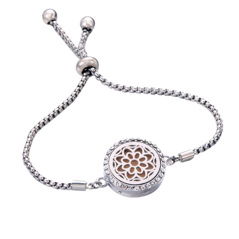 Pulseira Aromateria Difusora de Aromas Flor de Lotus Liga de Zinco Bhadra Horganah Oleo Essencial