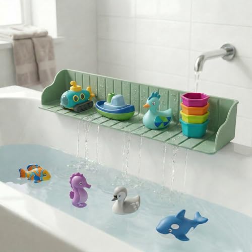 Splash Guard for Bathtub Silicone Bathtub Splash Guard with Suction Cups Tub Splash Guard Toy Tray Shelf for Kids Bath Splash Guard Prevents Water Spills Bathtub Toy Holder