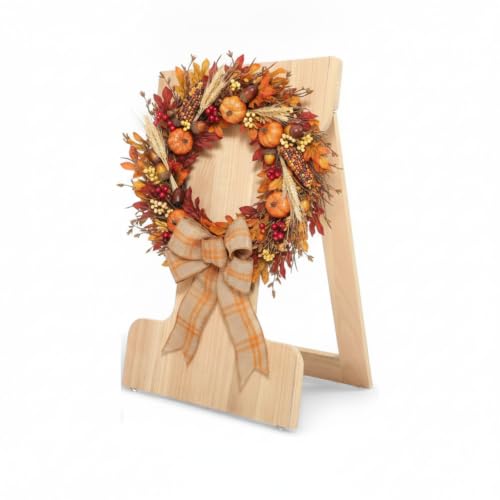 27 x 12 Inch Wreath Easel Stand Board for Making Wreaths Display Spring Independence Day Wedding Wood Wreath Holder Making Easel Assistant Tabletop Display for Craft Tool No Garland(Natural Wood)