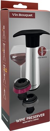 VB VIN BOUQUET FIC 1308 Manual Vacuum Pump are Click Sound Indicator, INOX, 2 Plugs, Silver, 2 Tapones - Image 2