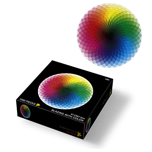 Rompecabezas Difícil, 1000 Piezas Rompecabezas de Mil Colores Degradados, Rompecabezas de Arco Iris Geométrico Colorido, Rompecabezas de Rueda de Color Redonda Grande para Adultos, Juguetes Educativos
