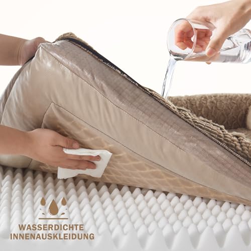 FURTIME Orthopädisches Hundebett Mittelgroße Hunde, Memory Foam Hundekorb Grosse Hunde, Abnehmbar und Waschbar, rutschfeste Hundekörbchen, Hohem Rand Hundesofa, Braun, 89 x 64 x 18cm