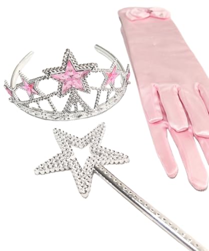 Xefenki Good Witch Glinda Costume Dress for Girls Halloween Cosplay Outfits With Crown Magic Wand and Gloves4