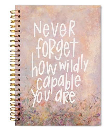 Welshower Pink Inspirational Spiral Notebook Journal, Never Forget How Wildly Capable You Are Motivational Quote Notebook, Positive Affirmation Journal for Women, 5.5x8.3 Inch