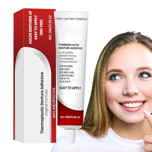 Adhesivo de dentadura postiza, solución segura para dentaduras postizas, crema de relinante invisible, fórmula invisible, fácil de aplicar, 3.2x3.2x11.8cm, perfecto para el uso diario para asegurar la