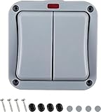 Youyijia Weatherproof Switch 20A Control Switch IP66 2 Way Double Light Switch Outdoor Garden Rainproof Double Switch - Image 2