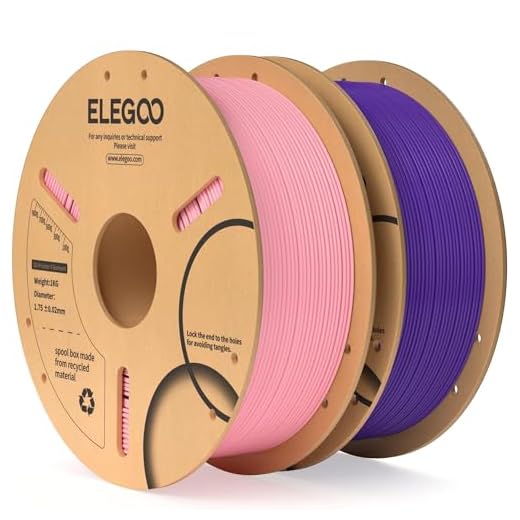 ELEGOO PLA Filament 1.75mm Pink & Purple 2KG, 3D Printer Filament Dimensional Accuracy +/- 0.02mm, 2 Pack 1kg Cardboard Spool(2.2lbs) 3D Printing Filament Fits for Most FDM 3D Printers