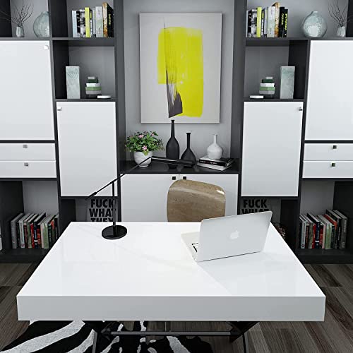 Image of WISDOM Glossy White Wallpaper Peel and Stick Wallpaper Self Adhesive Removable Wallpaper Waterproof Countertop Paper White Contact Paper for Cabinet Kitchen Vinyl Wallpaper (24 x 150 inch)