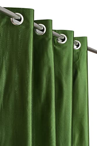 Image of DEVSANG Window Door Curtains ((2 Print and 1 Solid)) | Grommet Curtains Set of 3 | Green Colour - 8 feet | Polyster Curtain |