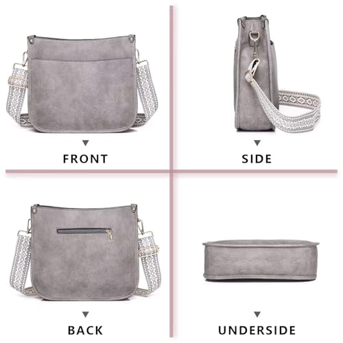 Image of AUYOCO Vegan Leather Crossbody Bags for Women, Crossbody Purse with Guitar Strap Zipped Pockets Handbag Shoulder Bag