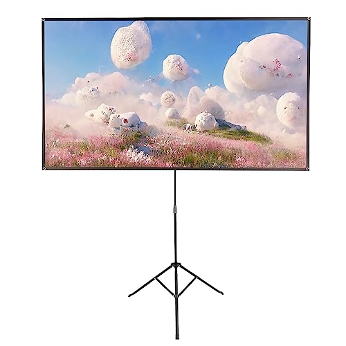 Proyector de pantalla con trípode, pantalla de proyección de 80 pulgadas 4K HD 16:9, pantalla de proyector plegable con bolsa de transporte para cine en casa