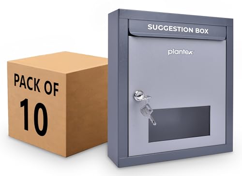 Image of Plantex All-in-One Letter /Suggestion /Post /Donation Organizer for Office & Home Gate with Secure Lock - Pack of 10 (Grey), Wall Mounted